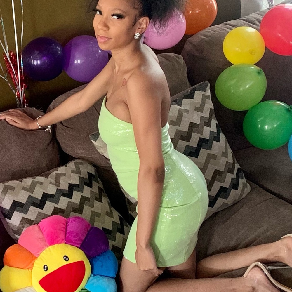 Lime sequin dress